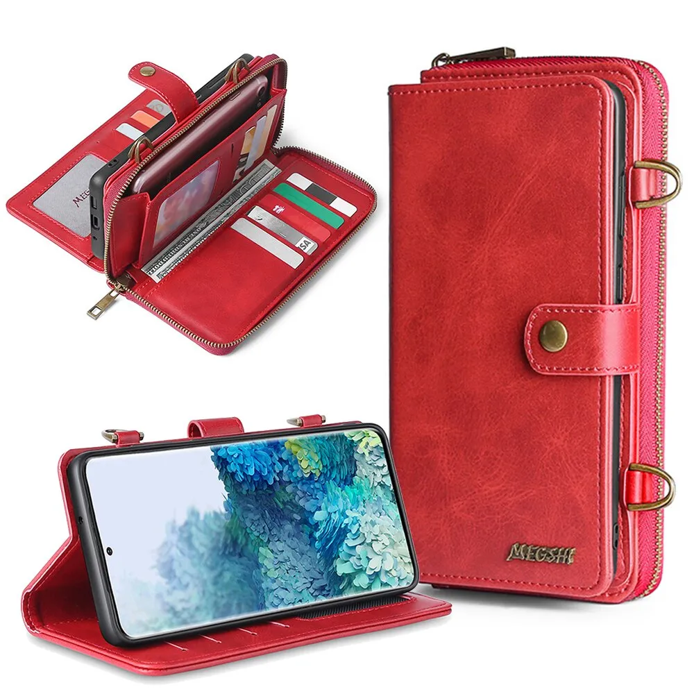 Samsung Galaxy Case Wallet - Detachable Wallet, Shoulder Strap and Phone