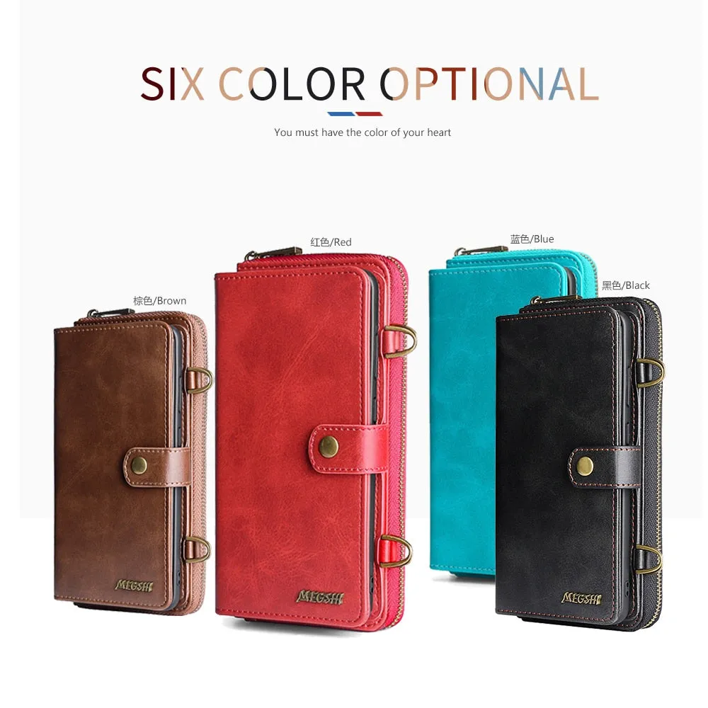 Samsung Galaxy Case Wallet - Detachable Wallet, Shoulder Strap and Phone