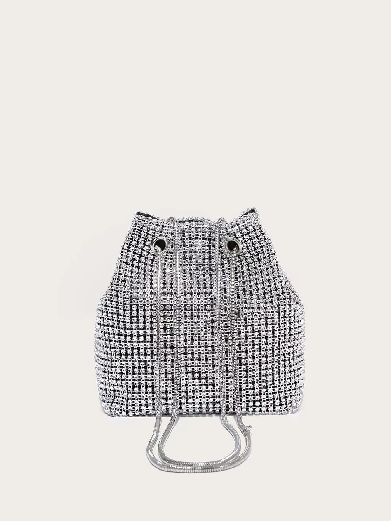 Shiny Mini Rhinestone Decor Chain Bucket Bag