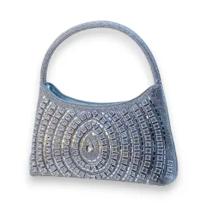 Silver Rhinestone Evening Clutch Bag