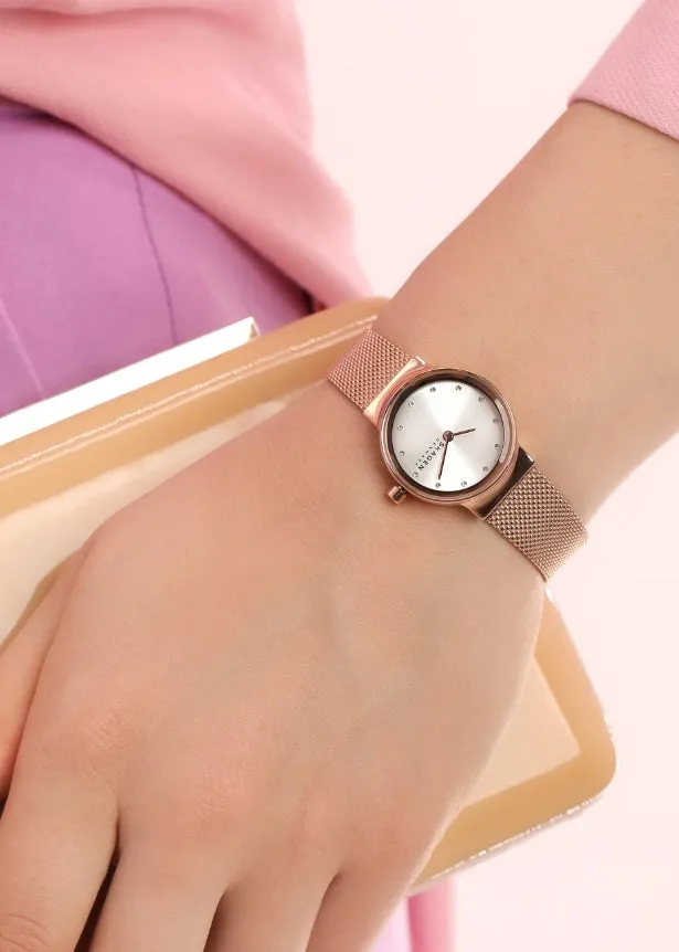 SKAGEN FREJA LILLE WHITE/SILVER DIAL MESH ROSE GOLD BRACELET SKW2665