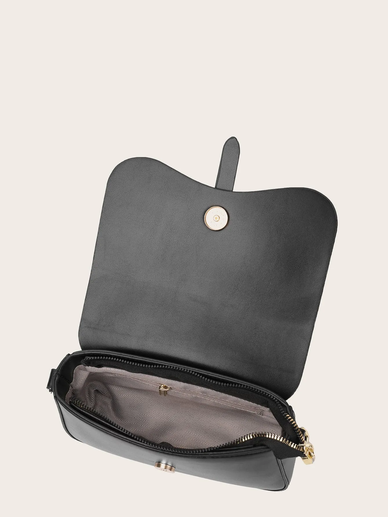 Snap Button Flap Crossbody Bag