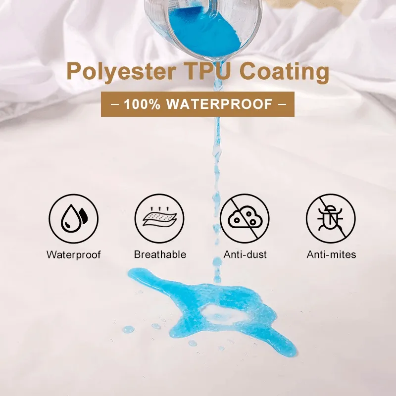 Solid Waterproof Bed Mattress Protector with Elastic Band Breathable