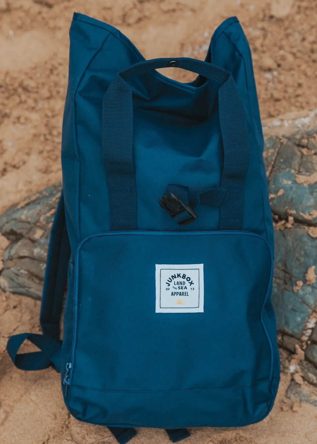 'The Everyday' Recycled Roll-Top Backpack in Navy