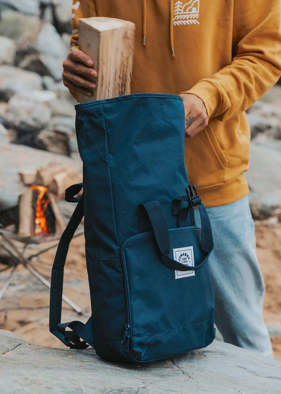 'The Everyday' Recycled Roll-Top Backpack in Navy