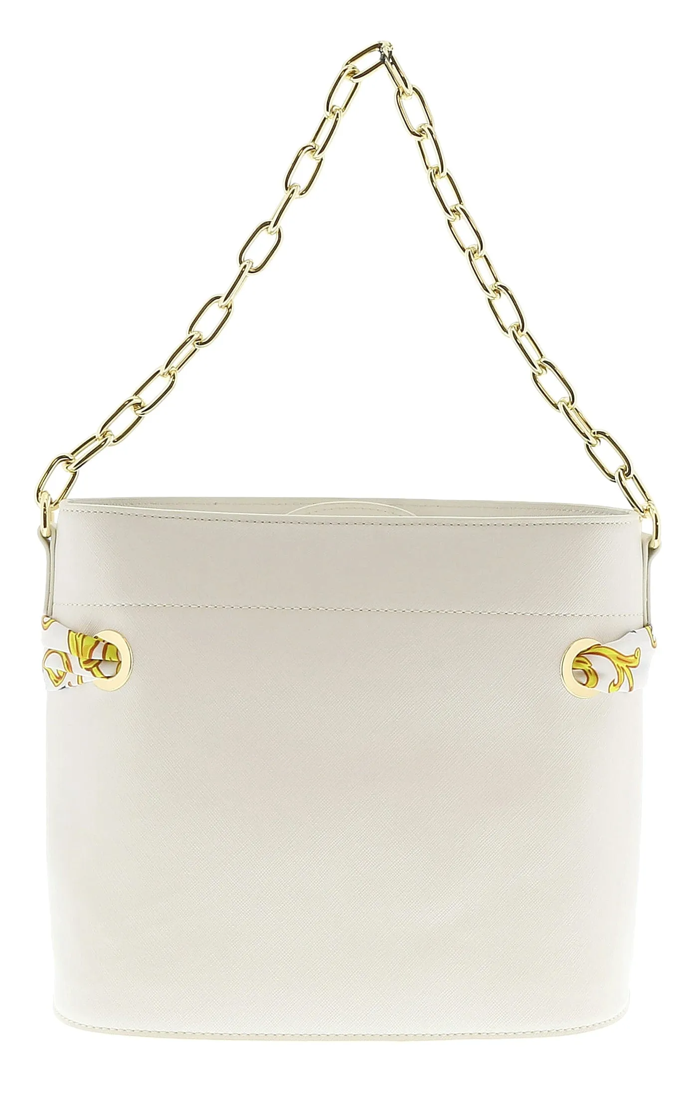 Versace Jeans Couture White Scarf Embellished Medium Bucket Bag