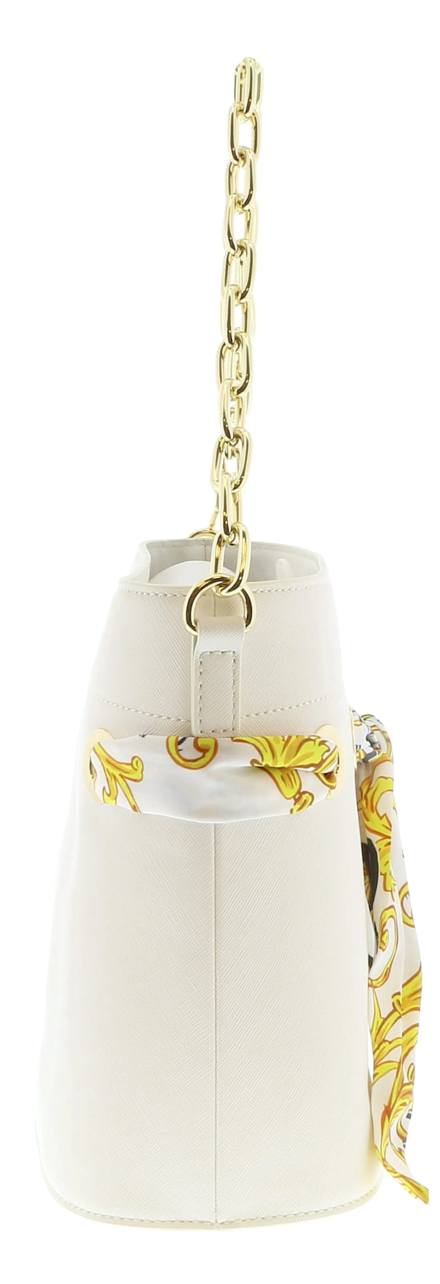 Versace Jeans Couture White Scarf Embellished Medium Bucket Bag
