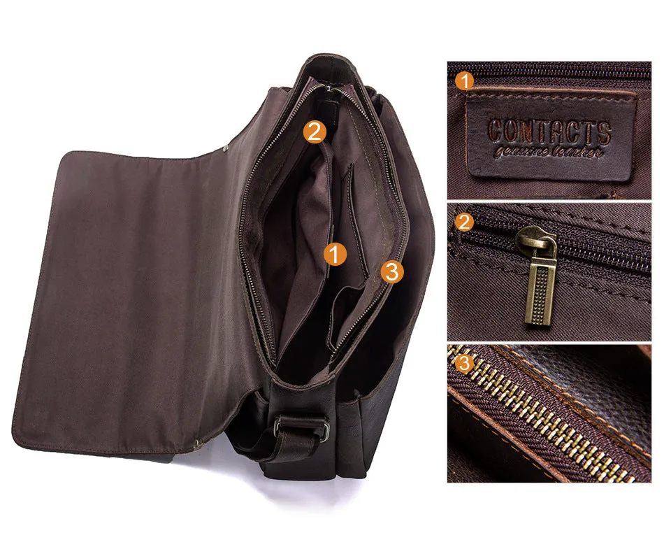 Vintage Leather Messenger Satchel