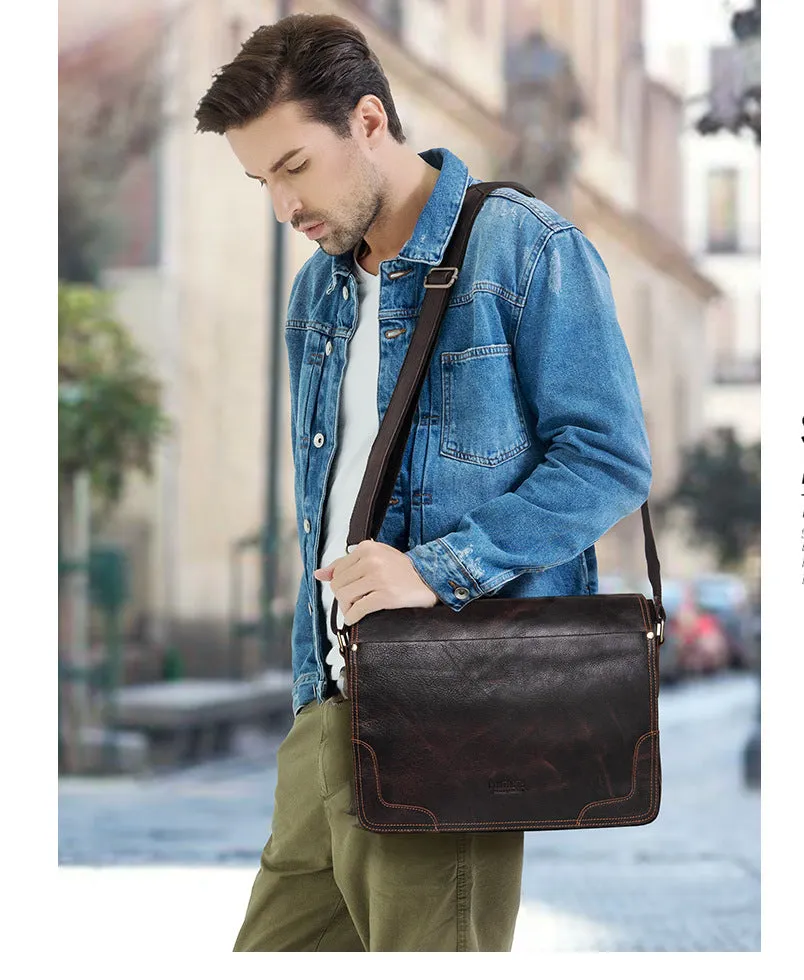 Vintage Leather Messenger Satchel