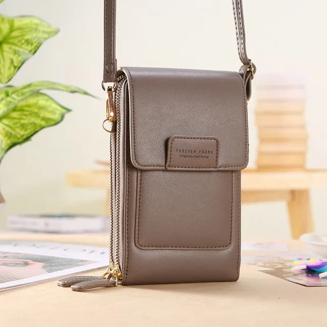 Women Bags Soft Leather Wallets Touch Screen Cell Phone Purse