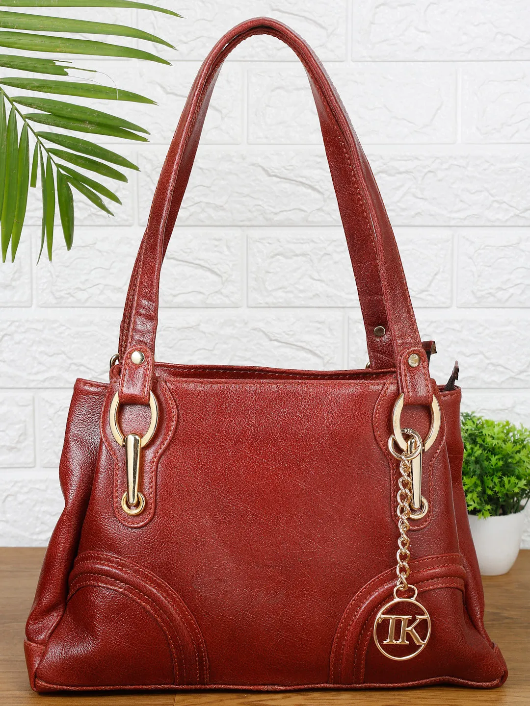 Women Maroon Solid Shoulder Bag